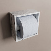 MONDIAZ EASY Toiletrolhouder CUBE 160 solid surface 16x8,6cm kleur Glace. Geschikt voor op en inbouw.