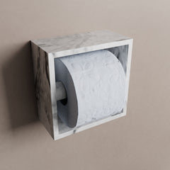 MONDIAZ EASY Toiletrolhouder CUBE 160 solid surface 16x8,6cm kleur Glace. Geschikt voor op en inbouw.