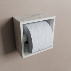 MONDIAZ EASY Toiletrolhouder CUBE 160 solid surface 16x8,6cm kleur Opalo. Geschikt voor op en inbouw.