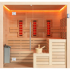AWT Sauna E1613C-IR Hemlock 180x180 9kW TheWall