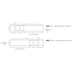 INK Nice Time Fonteinplateau - 120x20x10cm - rechthoekige kom - inkortbaar - Polystone