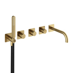 Hotbath Gal GL7072 inbouw badthermostaat met 2 stopkranen en handdouche Geborsteld Gunmetal PVD