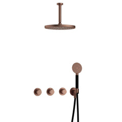 Hotbath Cobber IBS70 Regendoucheset inbouw - 30cm ronde hoofddouche - geborsteld koper PVD