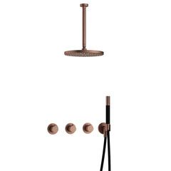 Hotbath Cobber IBS70 Regendoucheset inbouw - 30cm ronde hoofddouche - geborsteld koper PVD