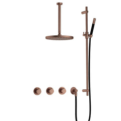 Hotbath Cobber IBS70 Regendoucheset inbouw - 30cm ronde hoofddouche - geborsteld koper PVD