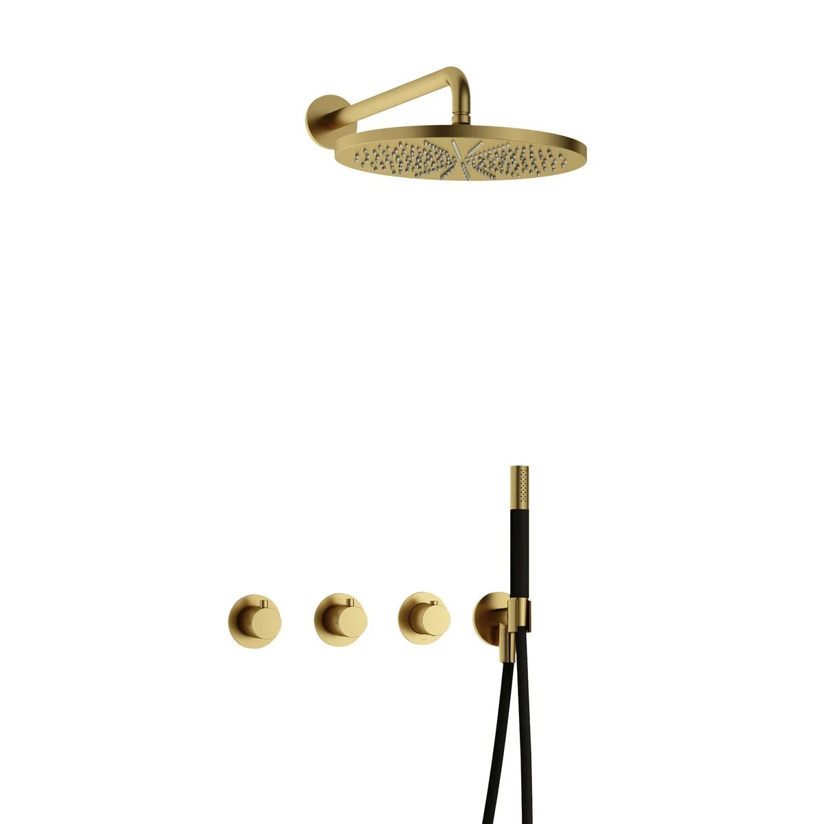 Hotbath Cobber IBS70 Regendoucheset inbouw - 30cm ronde hoofddouche - geborsteld messing PVD