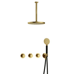 Hotbath Cobber IBS70 Regendoucheset inbouw - 30cm ronde hoofddouche - geborsteld messing PVD