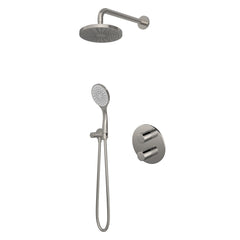 Hotbath Buddy IBS12A inbouw doucheset - ronde handdouche - 20cm hoofddouche - 15cm plafondbuis - wandhouder - Geborsteld Nikkel