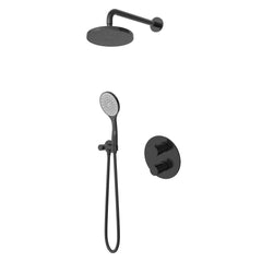 Hotbath Buddy IBS12A inbouw doucheset - ronde handdouche - 30cm hoofddouche - 15cm plafondbuis - glijstang - Geborsteld Zwart PVD