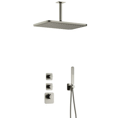 Hotbath Gal IBS40 inbouw doucheset High Flow met 2 stopkranen met plafondbuis en gl106 - Geborsteld Nikkel