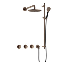 Hotbath Cobber IBS70 inbouw doucheset - ronde handdouche - 25cm hoofddouche - wandarm - glijstang - Verouderd Messing