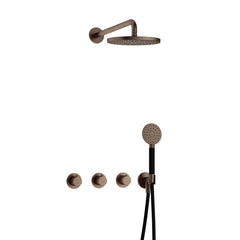 Hotbath Cobber IBS70 inbouw doucheset - ronde handdouche - 25cm hoofddouche - wandarm - wandhouder - Verouderd Messing