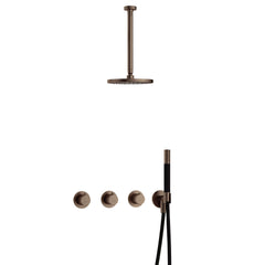 Hotbath Cobber IBS70 inbouw doucheset - staafhanddouche - 25cm hoofddouche - 30cm plafondbuis - wandhouder - Verouderd Messing