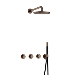 Hotbath Cobber IBS70 inbouw doucheset - staafhanddouche - 25cm hoofddouche - wandarm - wandhouder - Verouderd Messing