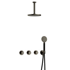 Hotbath Cobber IBS70 inbouw doucheset - ronde handdouche - 25cm hoofddouche - 15cm plafondbuis - wandhouder - Verouderd IJzer