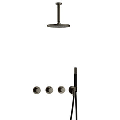 Hotbath Cobber IBS70 inbouw doucheset - staafhanddouche - 25cm hoofddouche - 15cm plafondbuis - wandhouder - Verouderd IJzer