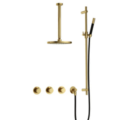 Hotbath Cobber IBS70 inbouw doucheset - staafhanddouche - 25cm hoofddouche - 30cm plafondbuis - glijstang - Geborsteld Messing PVD