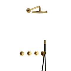 Hotbath Cobber IBS70 inbouw doucheset - staafhanddouche - 25cm hoofddouche - wandarm - wandhouder - Geborsteld Messing PVD