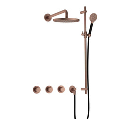 Hotbath Cobber IBS70 inbouw doucheset - ronde handdouche - 30cm hoofddouche - wandarm - glijstang - Geborsteld Koper PVD