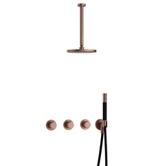 Hotbath Cobber IBS70 inbouw doucheset - staafhanddouche - 25cm hoofddouche - 30cm plafondbuis - wandhouder - Geborsteld Koper PVD