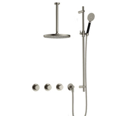 Hotbath Cobber IBS70 inbouw doucheset - ronde handdouche - 25cm hoofddouche - 30cm plafondbuis - glijstang - Geborsteld Nikkel
