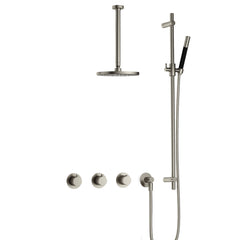 Hotbath Cobber IBS70 inbouw doucheset - staafhanddouche - 25cm hoofddouche - 30cm plafondbuis - glijstang - Geborsteld Nikkel