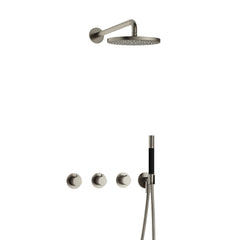 Hotbath Cobber IBS70 inbouw doucheset - staafhanddouche - 25cm hoofddouche - wandarm - wandhouder - Geborsteld Nikkel