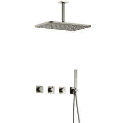 Hotbath Gal IBSGL70 inbouw doucheset met 2 stopkranen met plafondbuis en gl106 - Geborsteld Nikkel