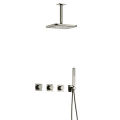 Hotbath Gal IBSGL70 inbouw doucheset met 2 stopkranen met plafondbuis - Geborsteld Nikkel