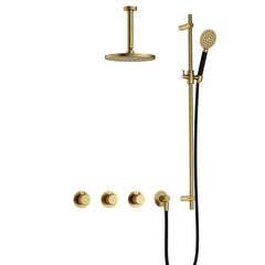 Hotbath Cobber X IBSX70 inbouw doucheset - ronde handdouche - 25cm hoofddouche - 15cm plafondbuis - glijstang - Geborsteld Messing PVD
