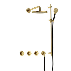 Hotbath Cobber X IBSX70 inbouw doucheset - ronde handdouche - 25cm hoofddouche - wandarm - glijstang - Geborsteld Messing PVD