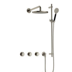 Hotbath Cobber X IBSX70 inbouw doucheset - ronde handdouche - 25cm hoofddouche - wandarm - glijstang - Geborsteld Nikkel