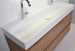 Ink Unit wastafel porselein met 1 kraangat incl. porseleinen click plug - Glans Wit - 120x40 cm - 0204081