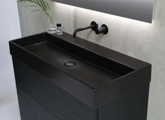 Ink United wastafel - porselein 1 kraangat incl. porseleinen click plug en verborgen overloop systeem - mat basento - 80x45x11cm - 0206173