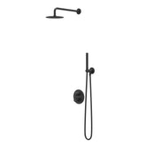 IVY Bond Rain Shower Set - built-in - 2-way stop-diverter - 15cm ceiling arm - 20cm slim round shower head - slide bar with outlet - 150cm shower hose - 3-function hand shower - Matte Black PVD