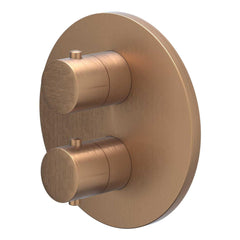 IVY Bond Regendoucheset - inbouw - 2-weg stop-omstel - 15cm plafondbuis - 25cm slim hoofddouche rond - houder met uitlaat - 150cm doucheslang - satin spray handdouche - Geborsteld mat koper PVD