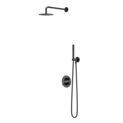 IVY Bond Regendoucheset - inbouw - 2-weg stop-omstel - 40cm wandarm - 20cm medium hoofddouche rond - houder met uitlaat - 150cm doucheslang - staafmodel handdouche - Zwart chroom PVD