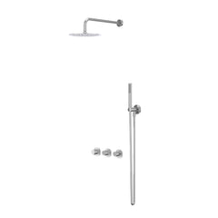 IVY Pact Regendoucheset - inbouw - symmetry - 2 stopkranen - 40cm wandarm - 30cm medium hoofddouche - houder met uitlaat - 150cm doucheslang - satin spray handdouche - Chroom