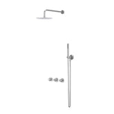 IVY Bond Regendoucheset - inbouw - symmetry - 2 stopkranen - 15cm plafondbuis - 20cm slim hoofddouche - glijstang met uitlaat - 150cm doucheslang - satin spray handdouche - Chroom