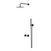 IVY Bond Rain Shower Set - built-in - symmetry - 2-way stop-diverter - 30cm ceiling arm - 30cm medium overhead shower - slide bar with outlet - 150cm shower hose - satin spray hand shower - Black chrome PVD