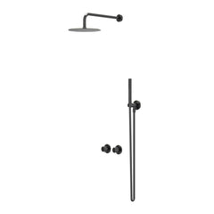 IVY Bond Regendoucheset - inbouw - symmetry - 2-weg stop-omstel - 30cm plafondbuis - 20cm medium hoofddouche - houder met uitlaat - 150cm doucheslang - staafmodel handdouche - Zwart chroom PVD