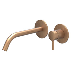 IVY Bond Wastafelmengkraan - met inbouwdeel - 2-gats - inbouw - wandmontage - gebogen uitloop - coldstart - PVD afwerking