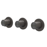 IVY Concord Afbouwdeel - voor Inbouwthermostaat - 3 stopkranen - symmetry - ronde rozetten - RVS316