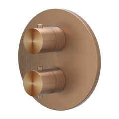 IVY Concord Regendoucheset - inbouw - 2-weg stop-omstel - 20cm plafondbuis - 20cm medium hoofddouche rond - glijstang met uitlaat - 150cm doucheslang - staafmodel handdouche - RVS316 - geborsteld mat koper PVD