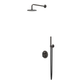 IVY Concord Regendoucheset - inbouw - 2-weg stop-omstel - 40cm wandarm - 30cm medium hoofddouche rond - glijstang met uitlaat - 150cm doucheslang - staafmodel handdouche - RVS316 - geborsteld carbon black PVD