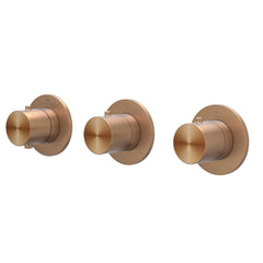IVY Concord Regendoucheset - inbouw - symmetry - 2 stopkranen - 40cm wandarm - 20cm medium hoofddouche - glijstang met uitlaat - 150cm doucheslang - staafmodel handdouche - RVS316 - geborsteld mat koper PVD