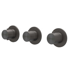 IVY Concord Rain Shower Set - built-in - symmetry - 2 shut-off valves - 30cm ceiling arm - 30cm medium overhead shower - holder with outlet - 150cm shower hose - stick hand shower - SS316 - brushed carbon black PVD