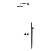 IVY Concord Regendoucheset - inbouw - symmetry - 2-weg stop-omstel - 30cm plafondbuis - 25cm medium hoofddouche - houder met uitlaat - 150cm doucheslang - staafmodel handdouche - RVS316 - geborsteld carbon black PVD
