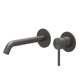 IVY Concord Basin Mixer Tap - 2-hole - with concealed body - wall-mounted - curved spout - cold start - RVS316 - brushed carbon black PVD