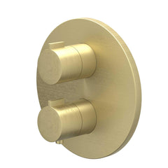 IVY Pact Regendoucheset - inbouw - 2-weg stop-omstel - 15cm plafondbuis - 20cm slim hoofddouche rond - houder met uitlaat - 150cm doucheslang - staafmodel handdouche - Geborsteld mat goud PVD